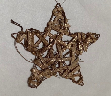 Rattanstern im Doppelpack mit Goldglitter